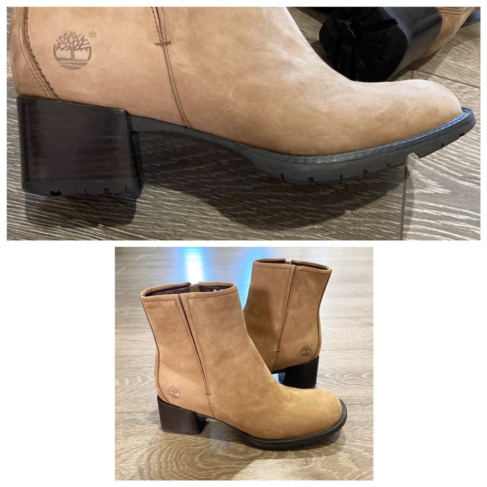 New Timberland Leather Lug Sole Heel Zip Boots
